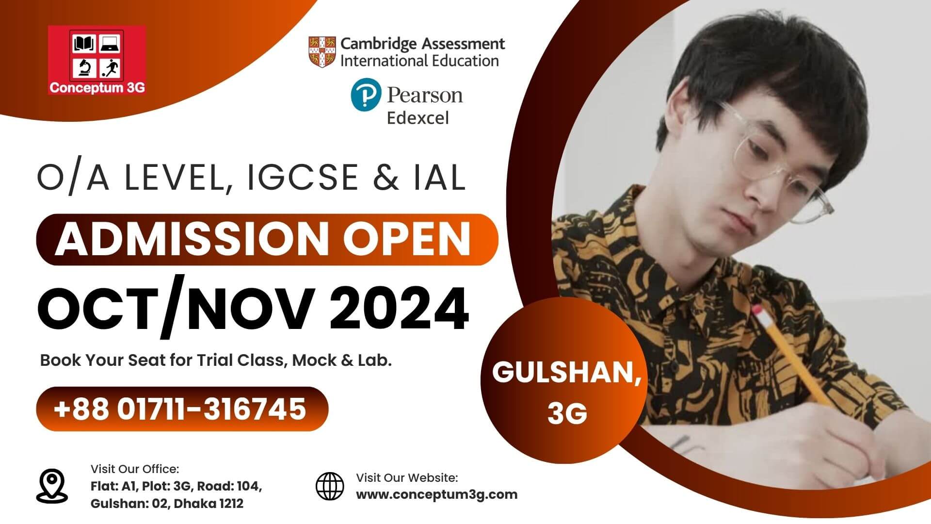 O/A level, IGCSE & IAL Admission Open at Conceptum 3G