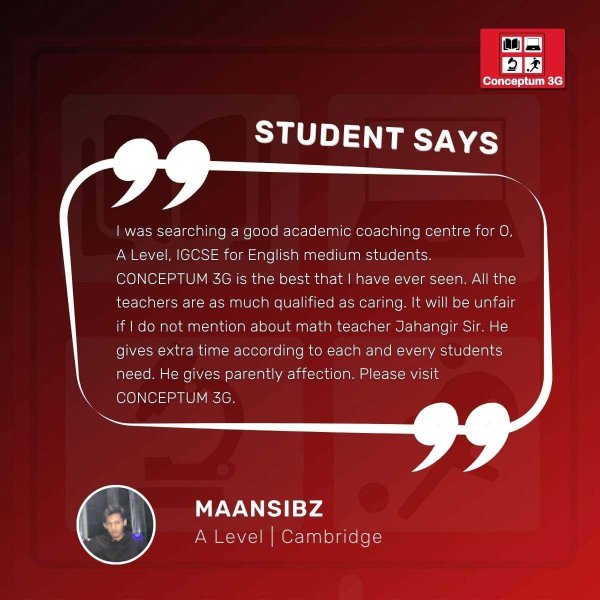 Maansibz feedback about conceptum 3G Gulshan- O and A Level English Medium Coaching Center